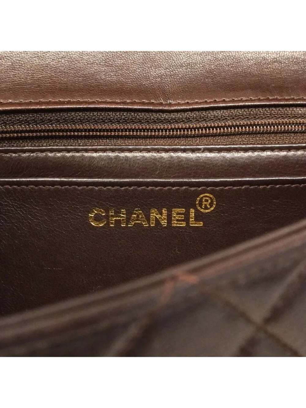 Chanel Handbag Quilted Parent Child Bag Lambskin Brown Gold